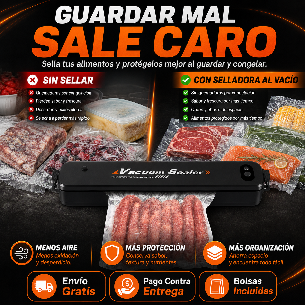 Selladora al Vacío — Ahorra Comida, Espacio y Dinero