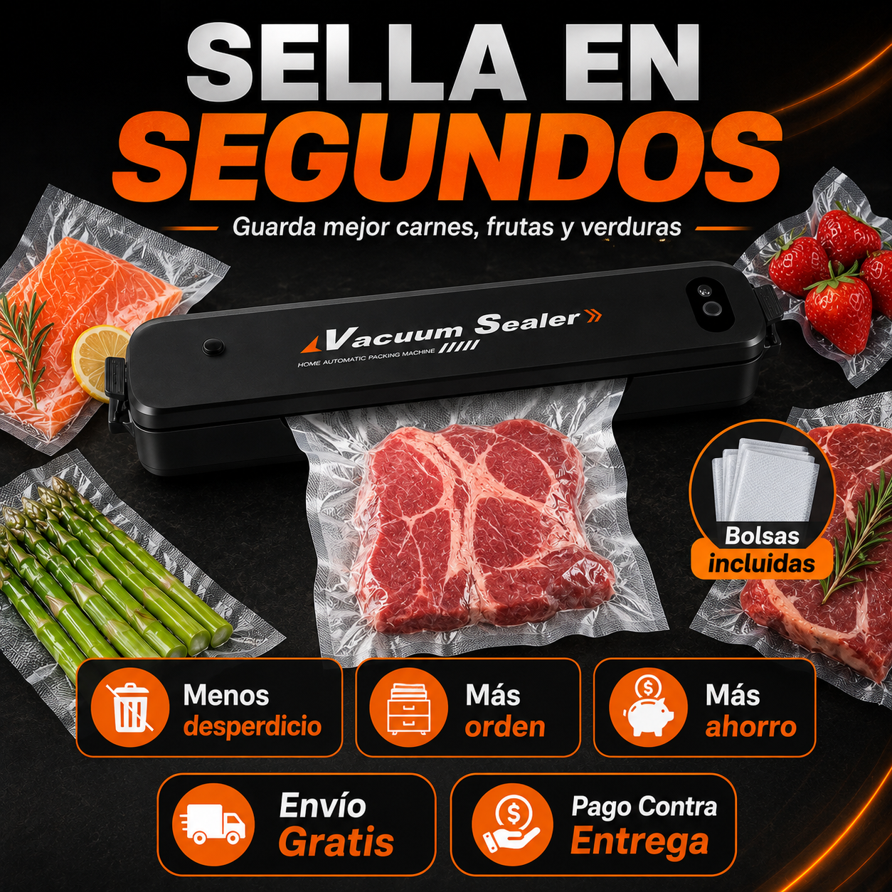 Selladora al Vacío — Ahorra Comida, Espacio y Dinero