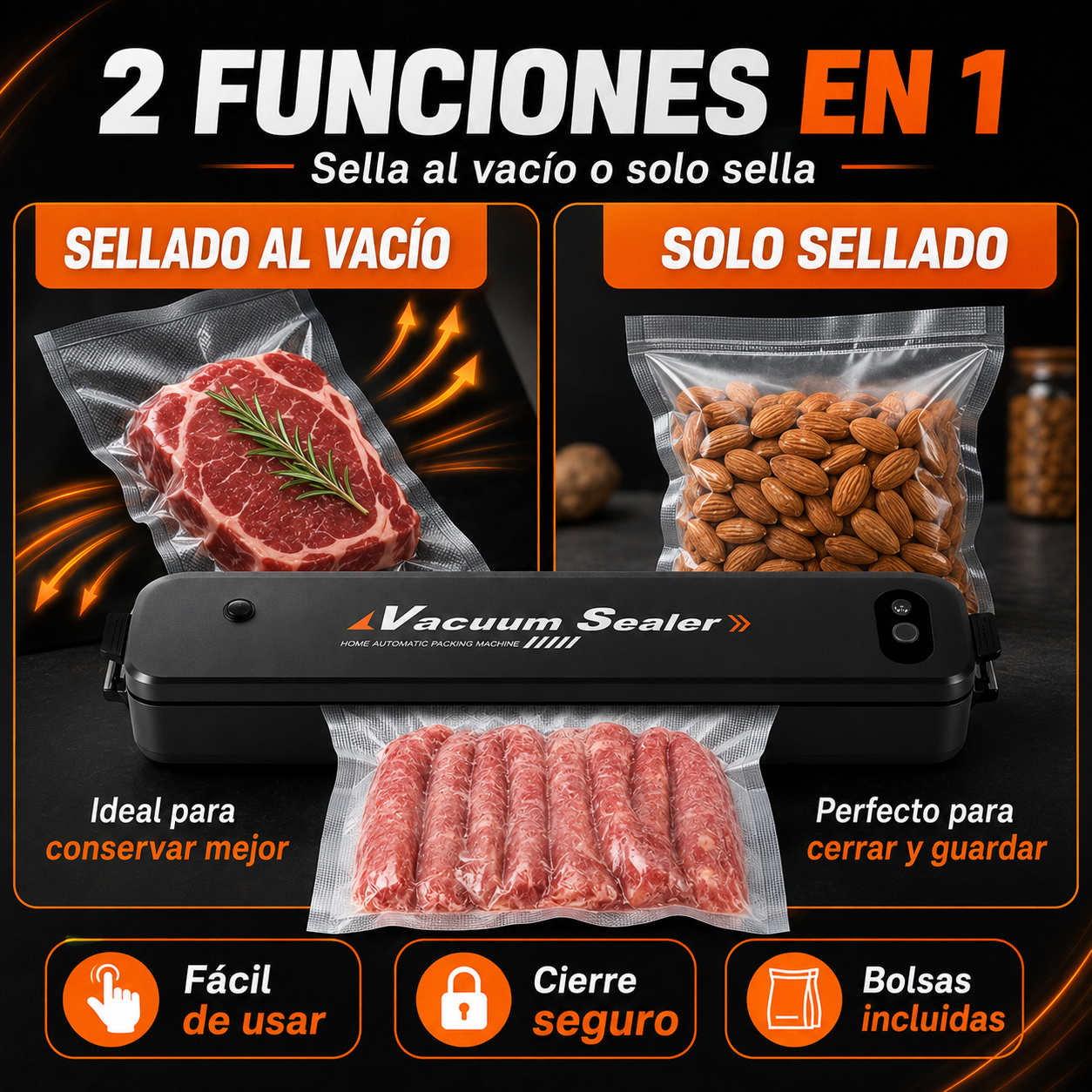 Selladora al Vacío — Ahorra Comida, Espacio y Dinero
