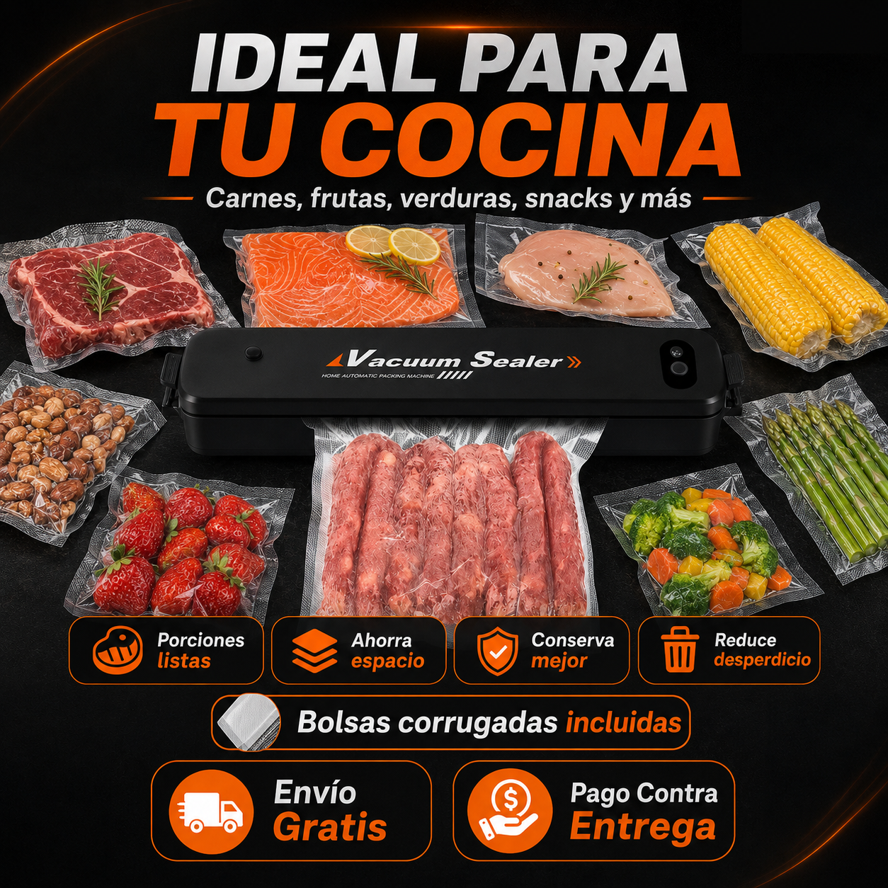 Selladora al Vacío — Ahorra Comida, Espacio y Dinero